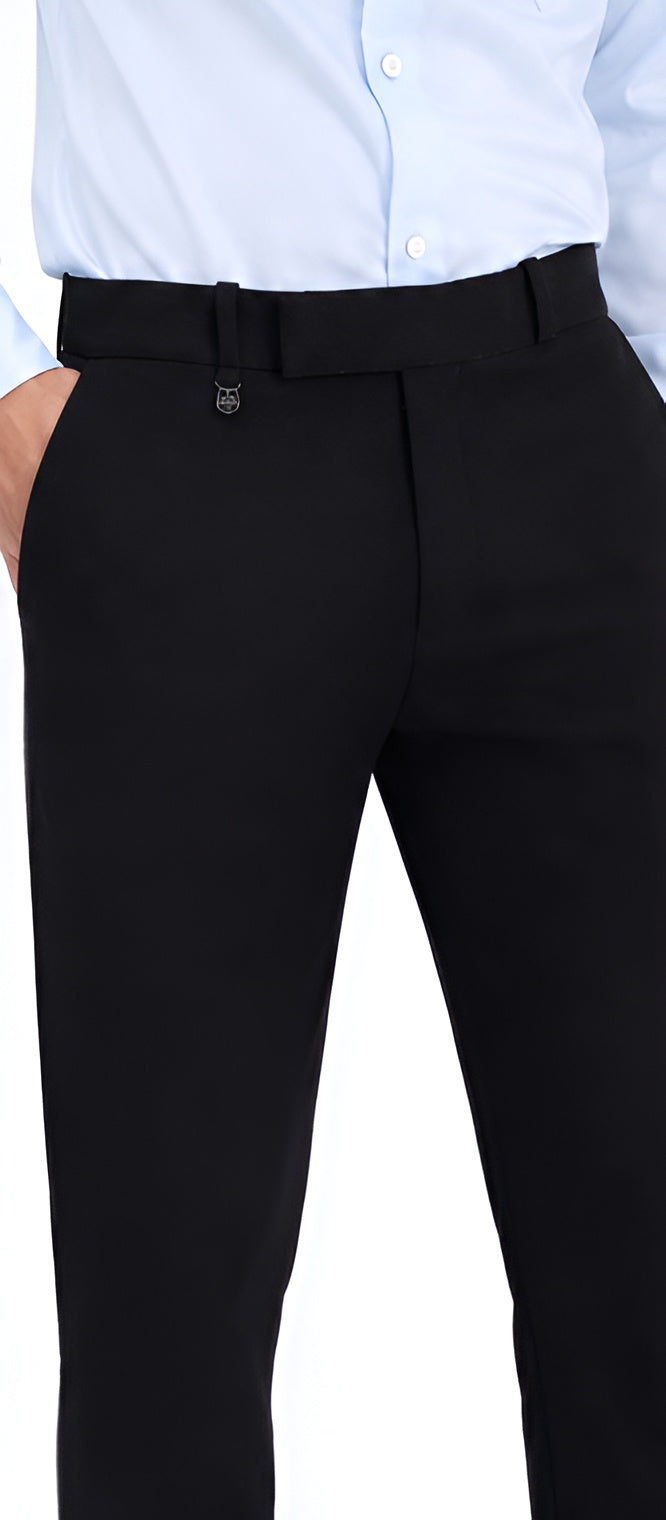 Black solid formal pant for mens