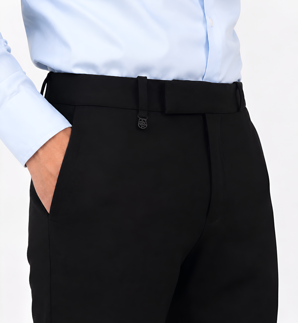 Black solid formal pant for mens