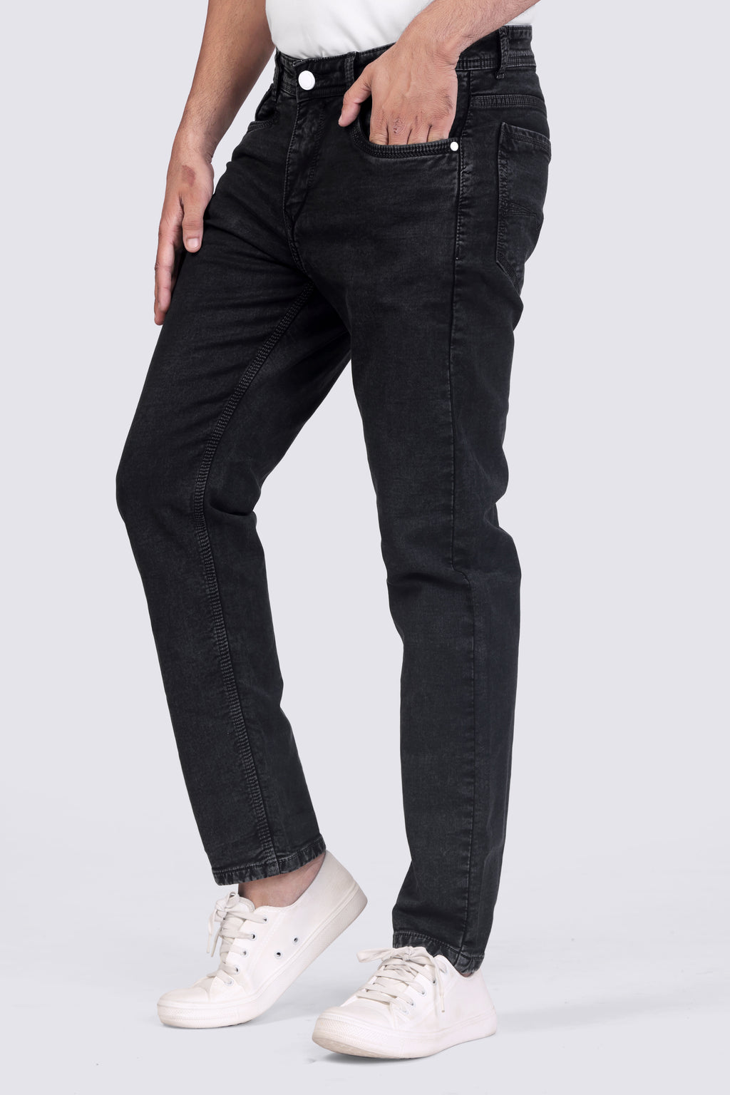 Black Sulphur Regular Fit Denim Jeans for Men's