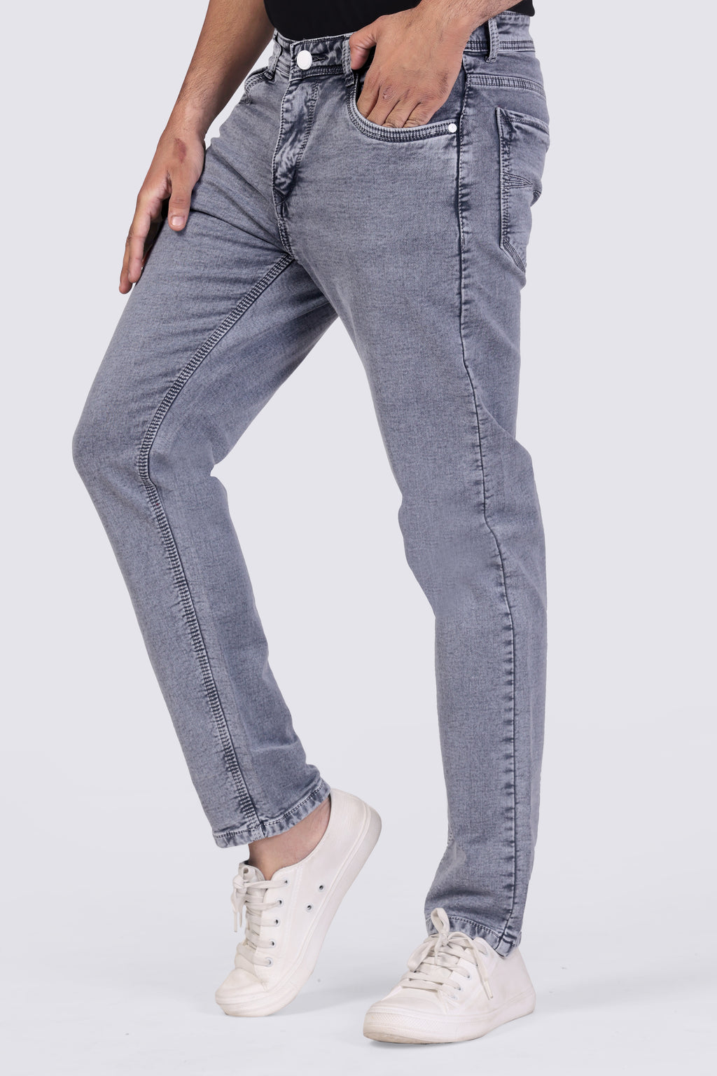 Men's Light Grey Sulpher Straight Fit Demin Jeans