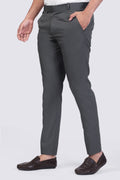 Forest Grey pleated plain ankle length trousers for men
