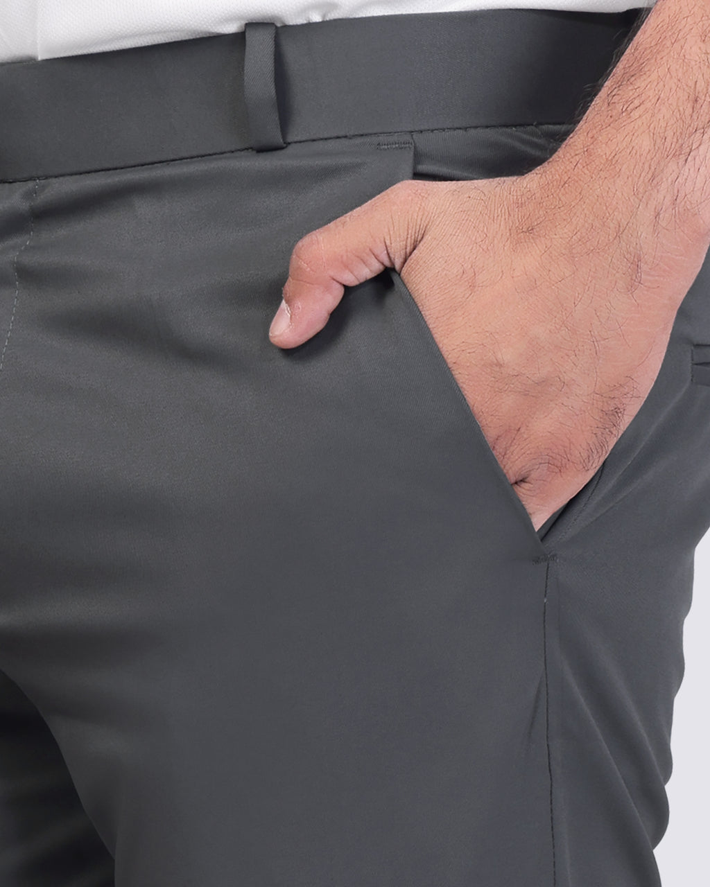 Forest Grey pleated plain ankle length trousers for men