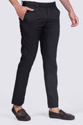 Deep Black Pleated Plain Ankle Length Trousers for Men's