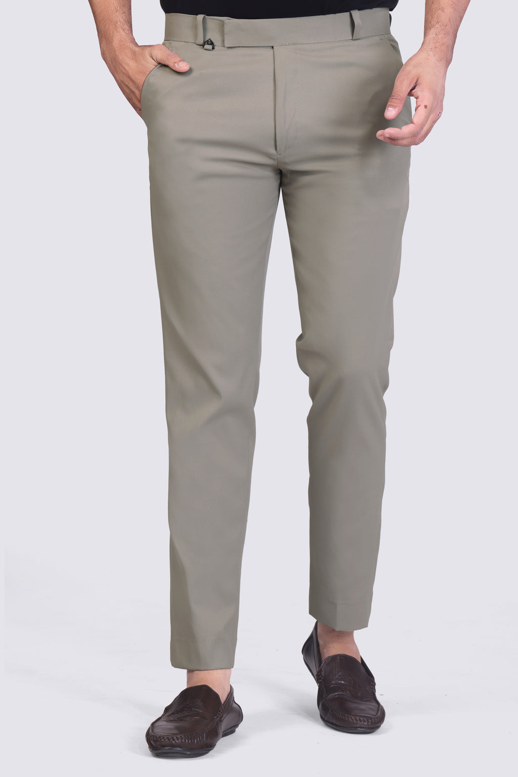 Coffee Colour pleated plain ankle length trousers for men