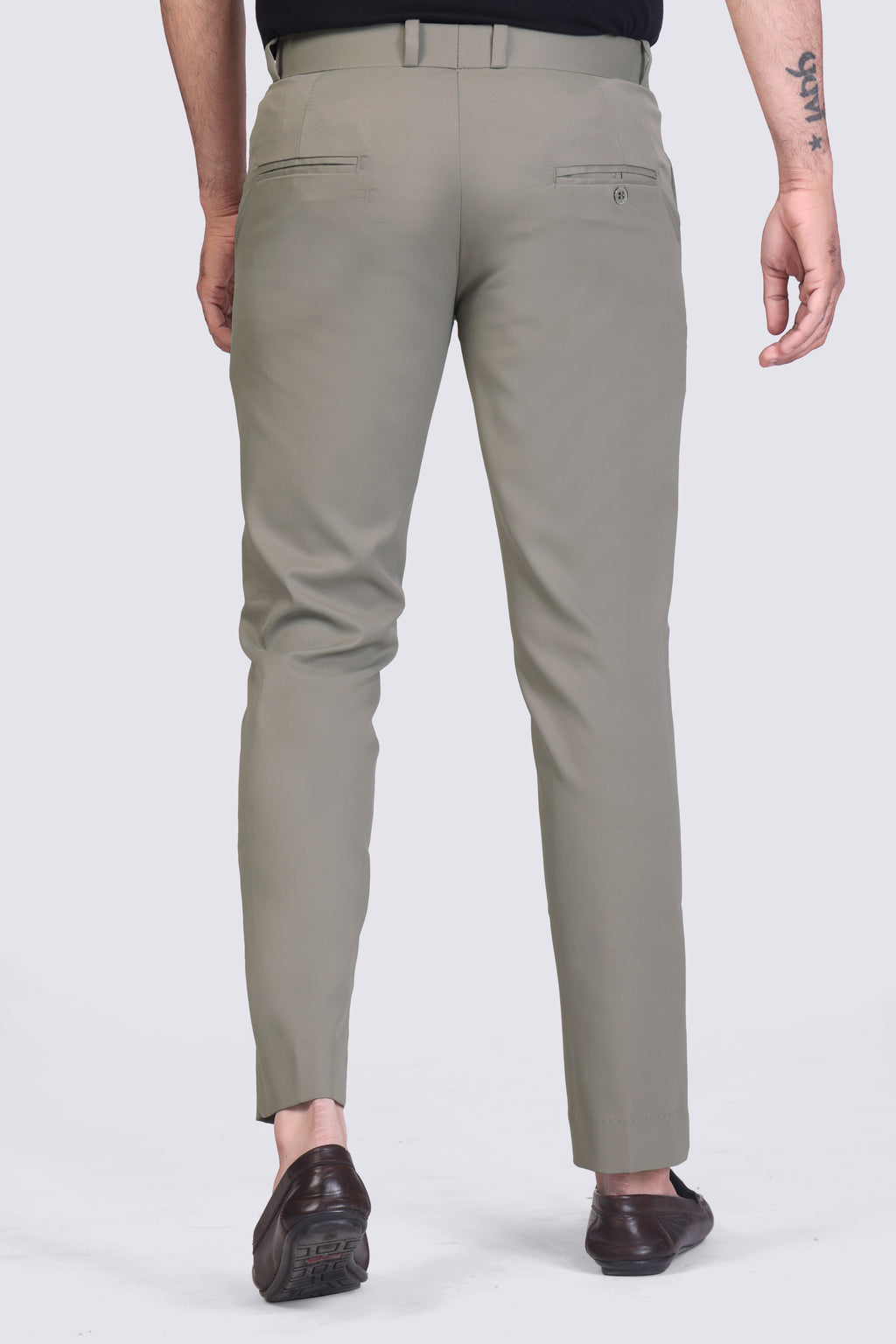 Coffee Colour pleated plain ankle length trousers for men