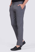 Forest Grey pleated plain ankle length trousers for men