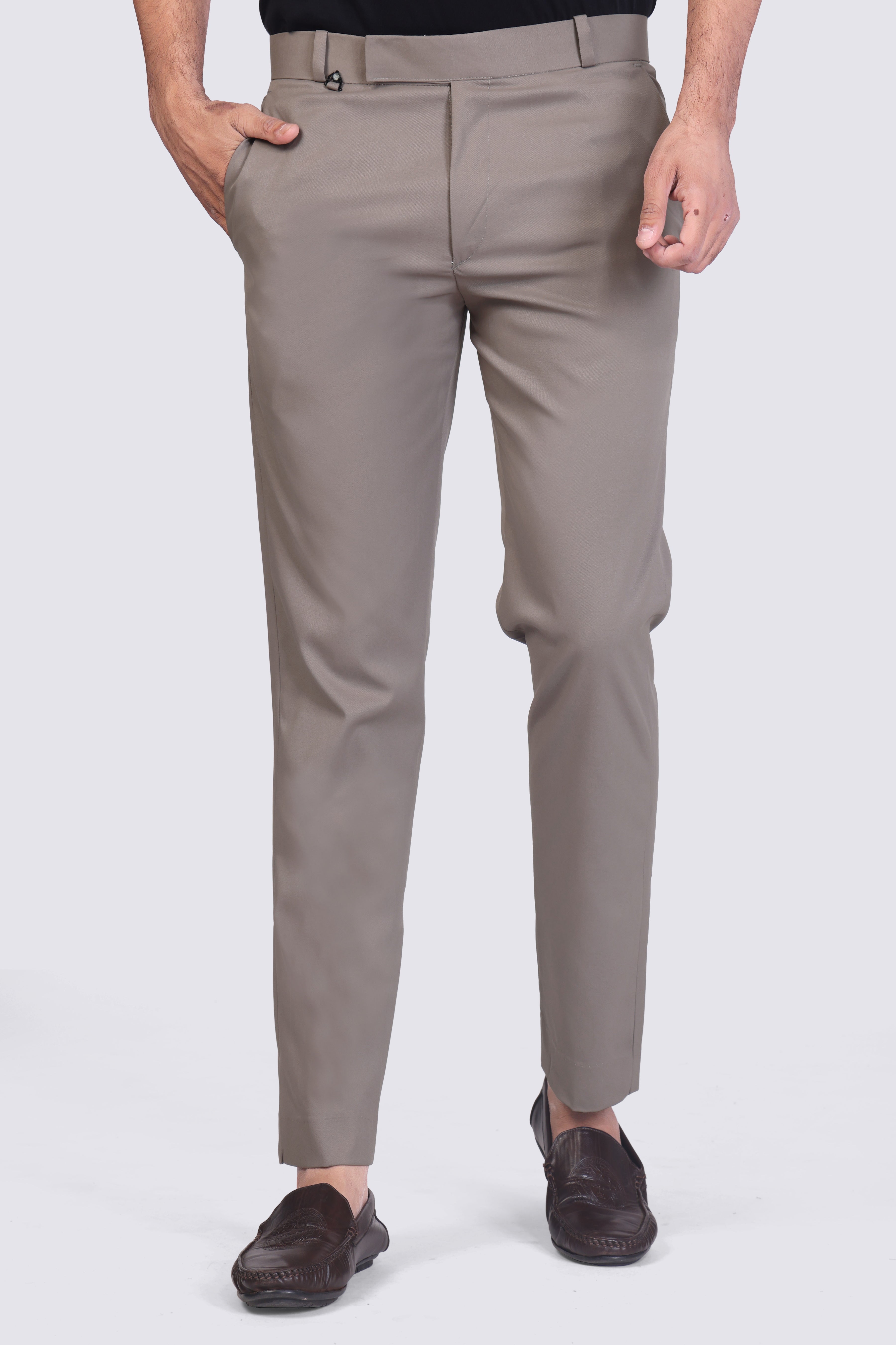 Light Pista pleated plain ankle length trousers for men