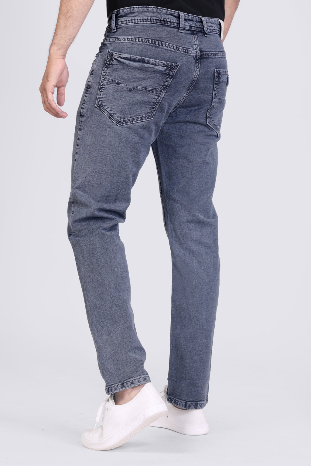 Grey Blue Sulphur Regular Fit Denim Jeans for Men's