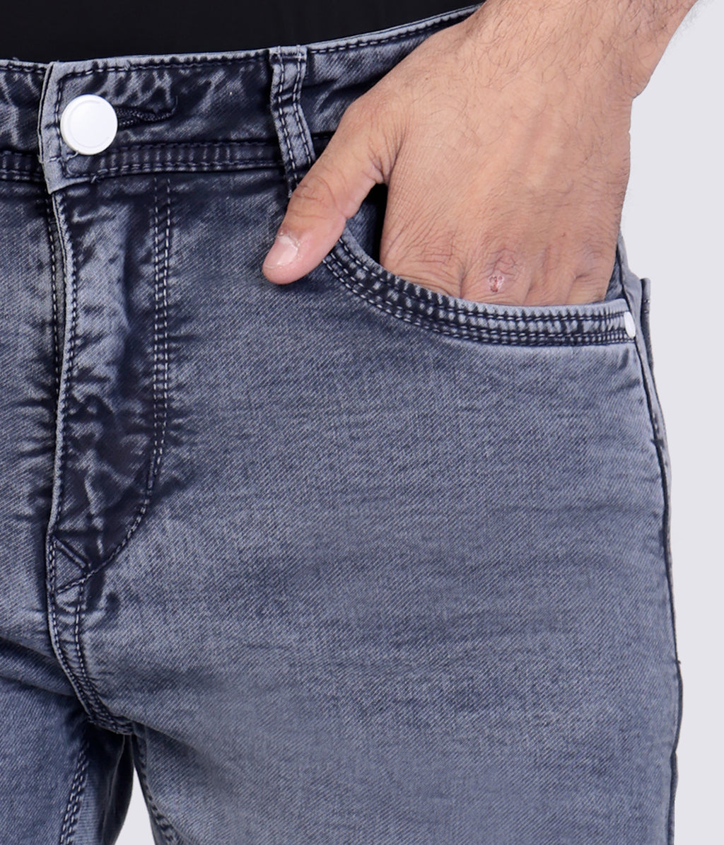 Grey Blue Sulphur Regular Fit Denim Jeans for Men's