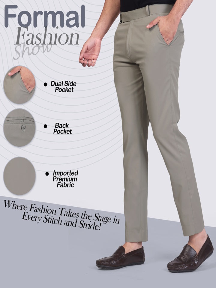 Coffee Colour pleated plain ankle length trousers for men