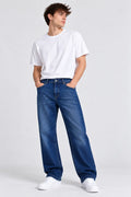 Men's Mid Blue Washed Straight Fit Jeans