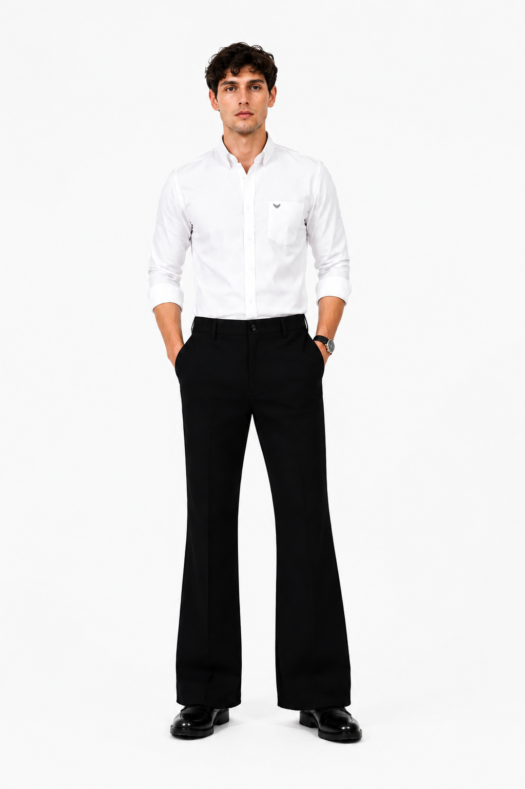 Black Solid Bootcut Fit Pant