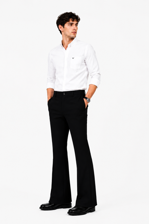 Black Solid Bootcut Fit Pant