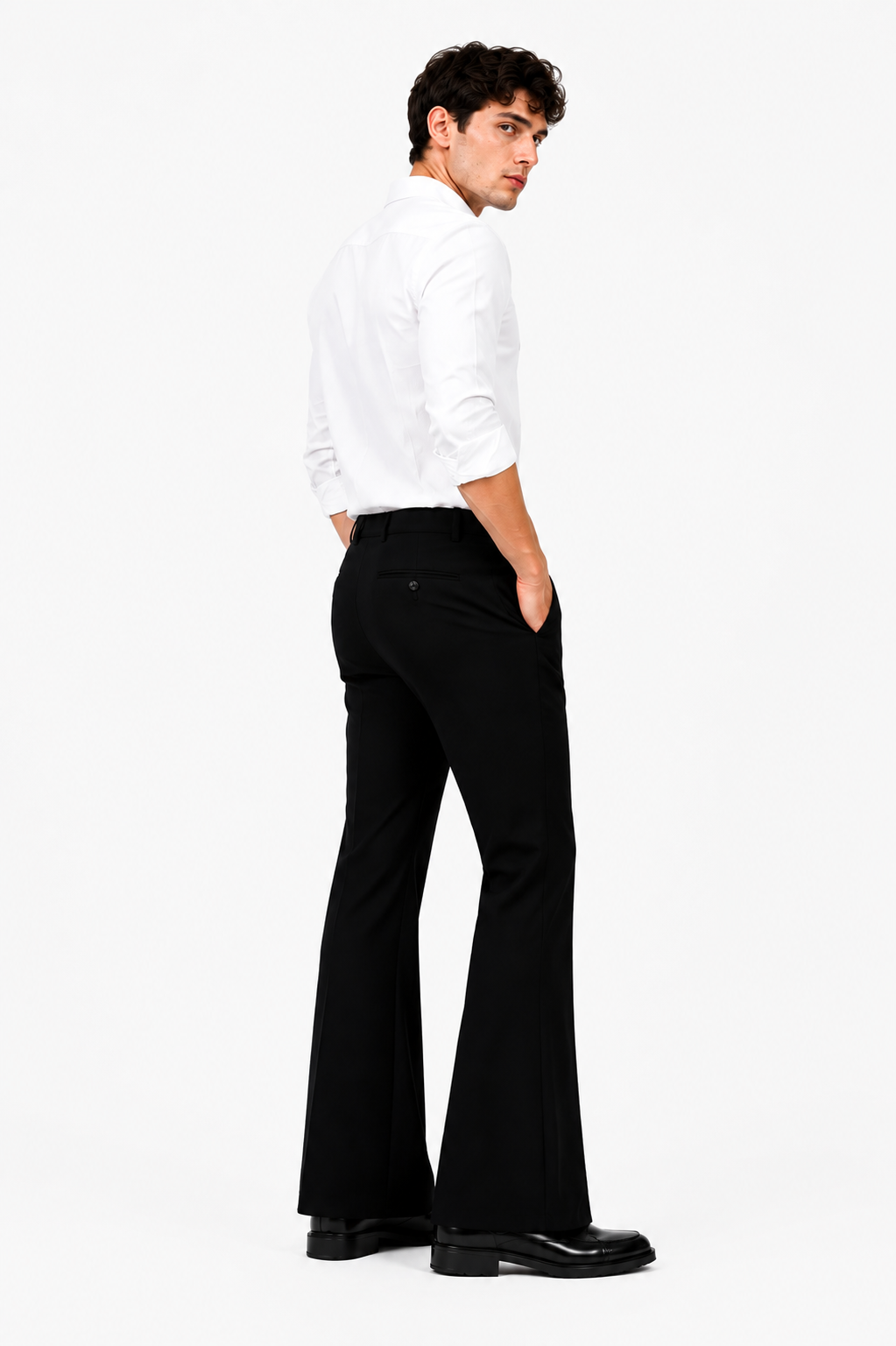 Black Solid Bootcut Fit Pant