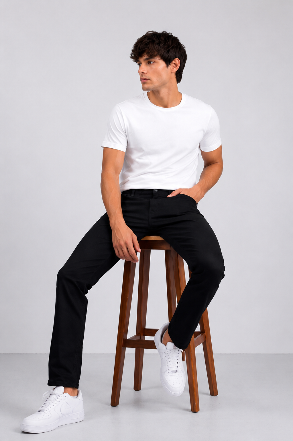 Fade-Proof Black Stretchable Denim Jeans For Men's