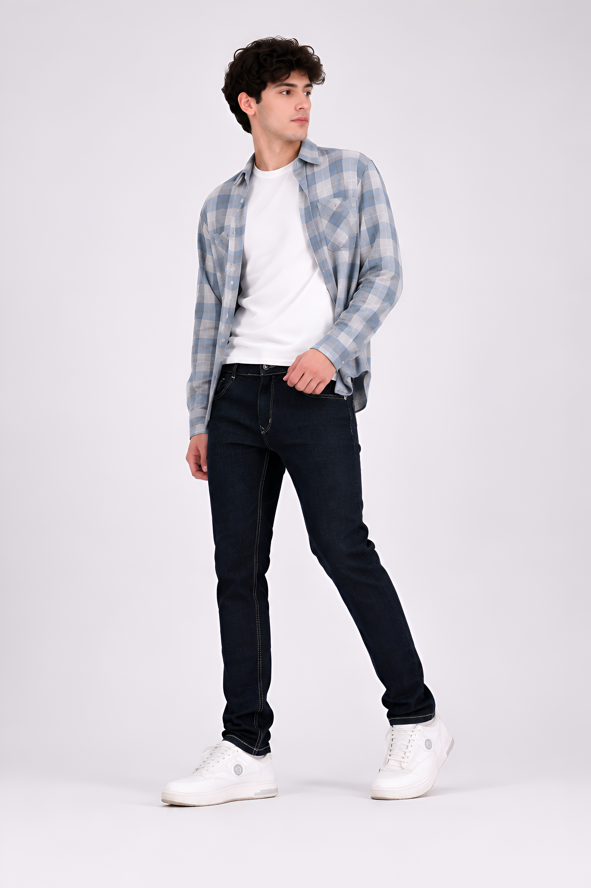 BLUE RAW WASH DENIM JEANS FOR MEN