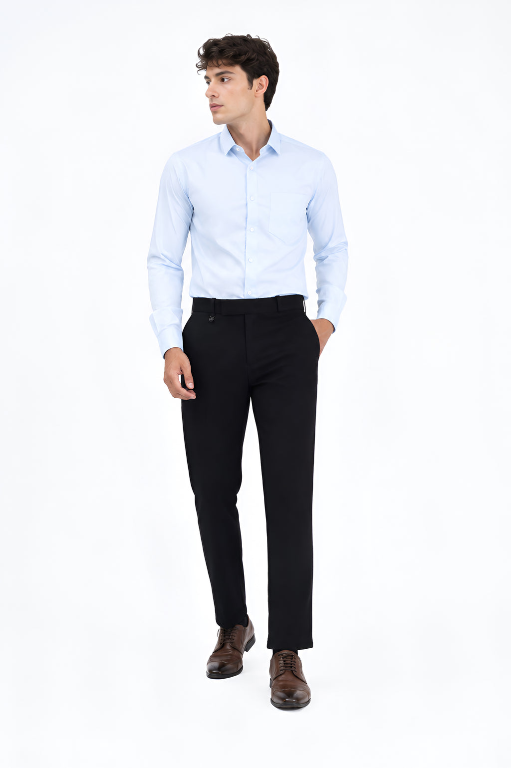 Black solid formal pant for mens