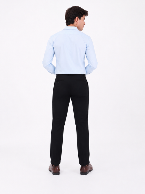 Black solid formal pant for mens