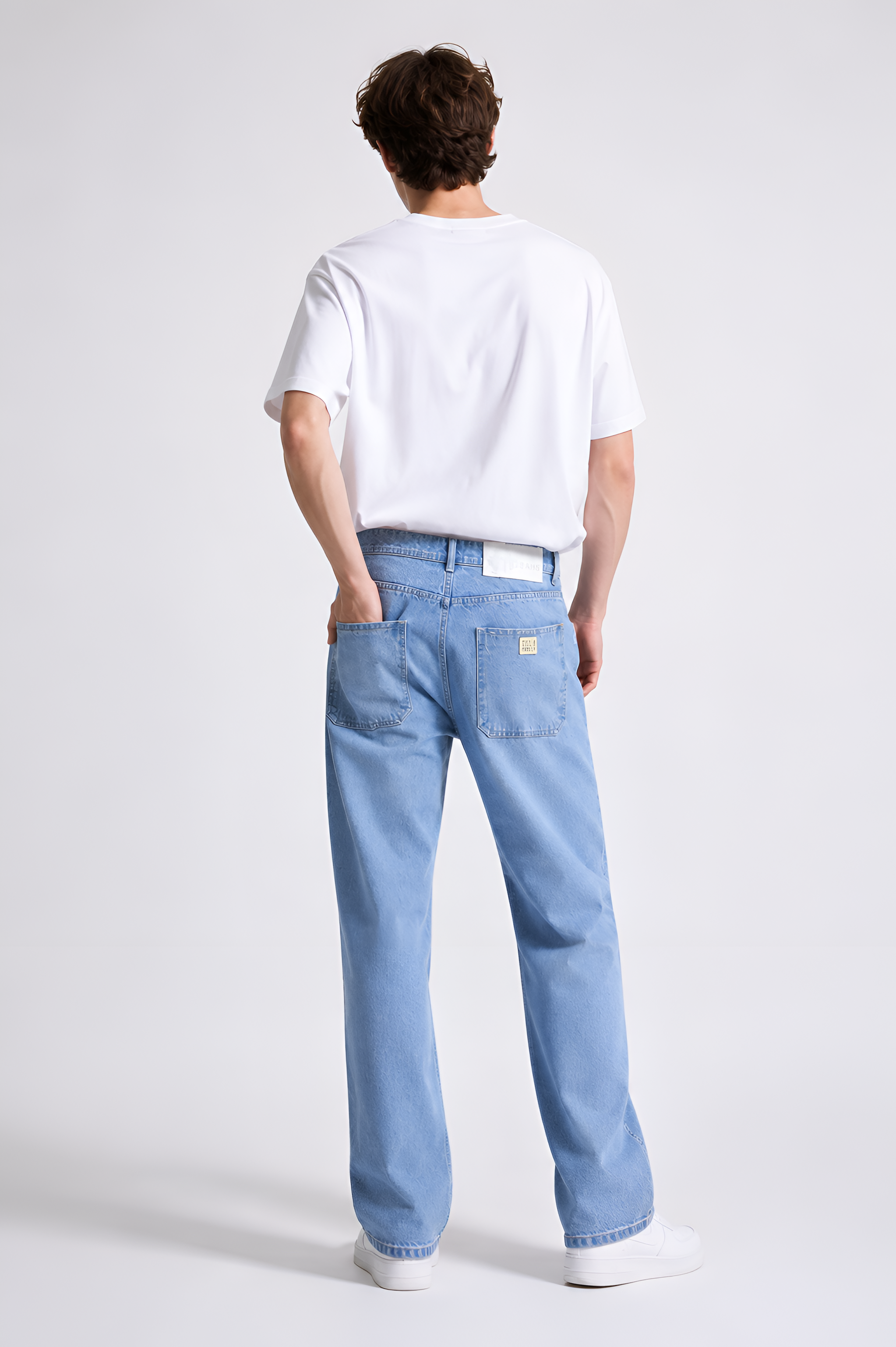 BLUE STRAIGHT FIT DENIM JEANS FOR MEN