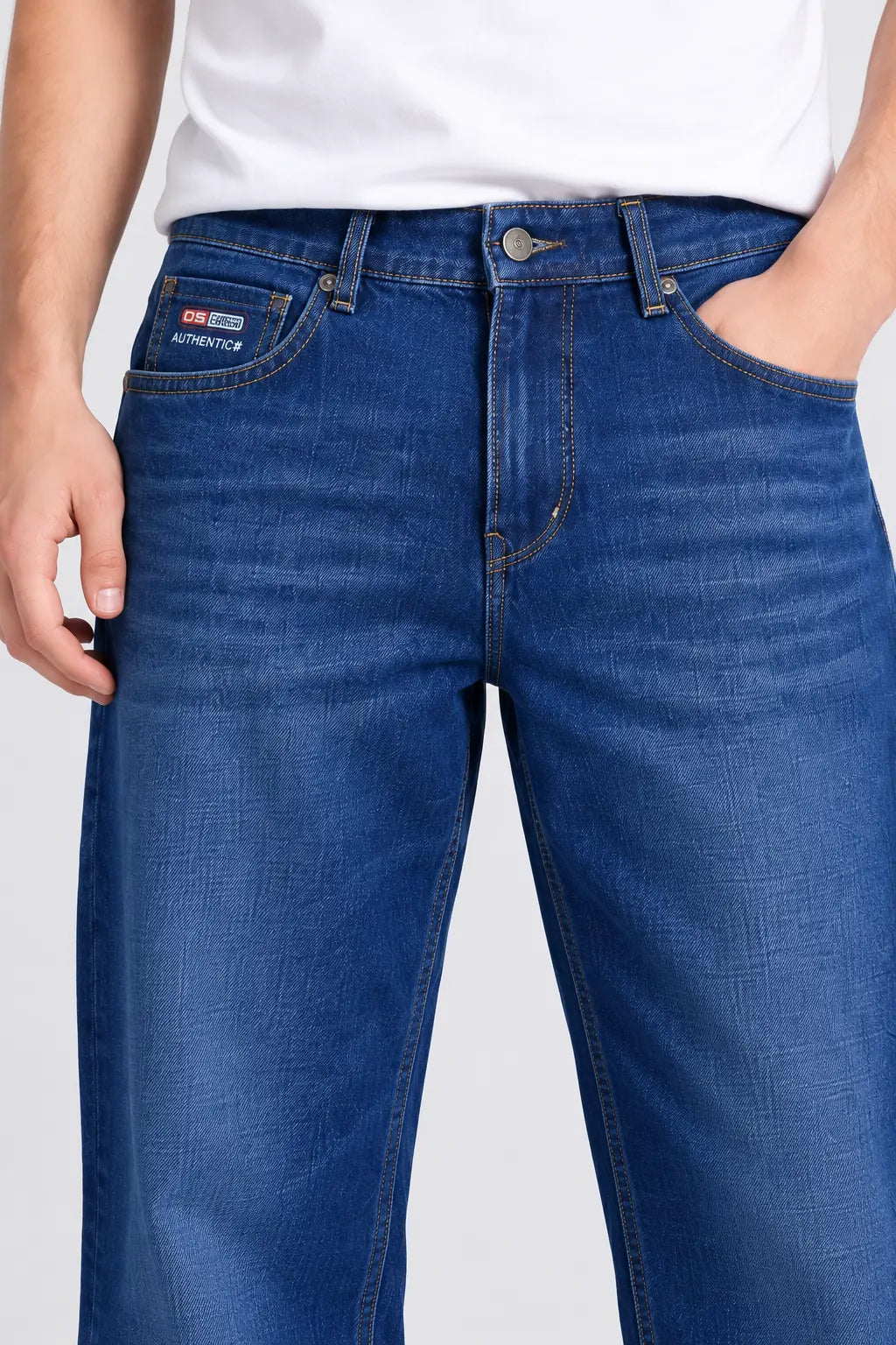 Men's Mid Blue Washed Straight Fit Jeans