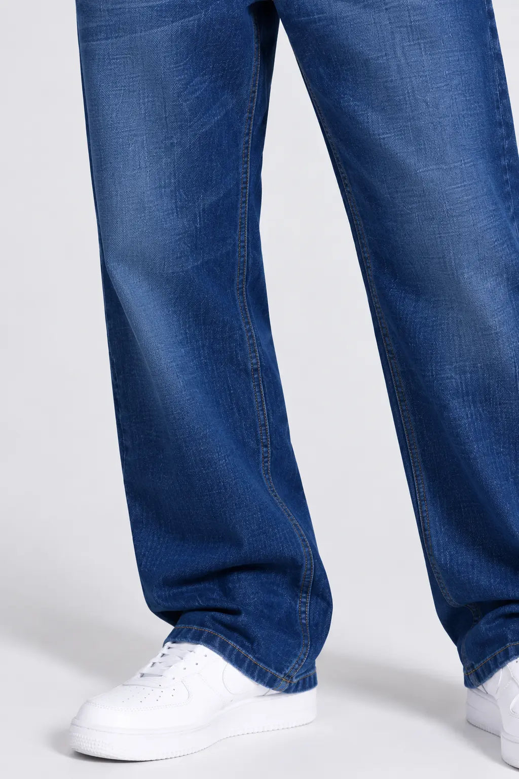 Men's Mid Blue Washed Straight Fit Jeans