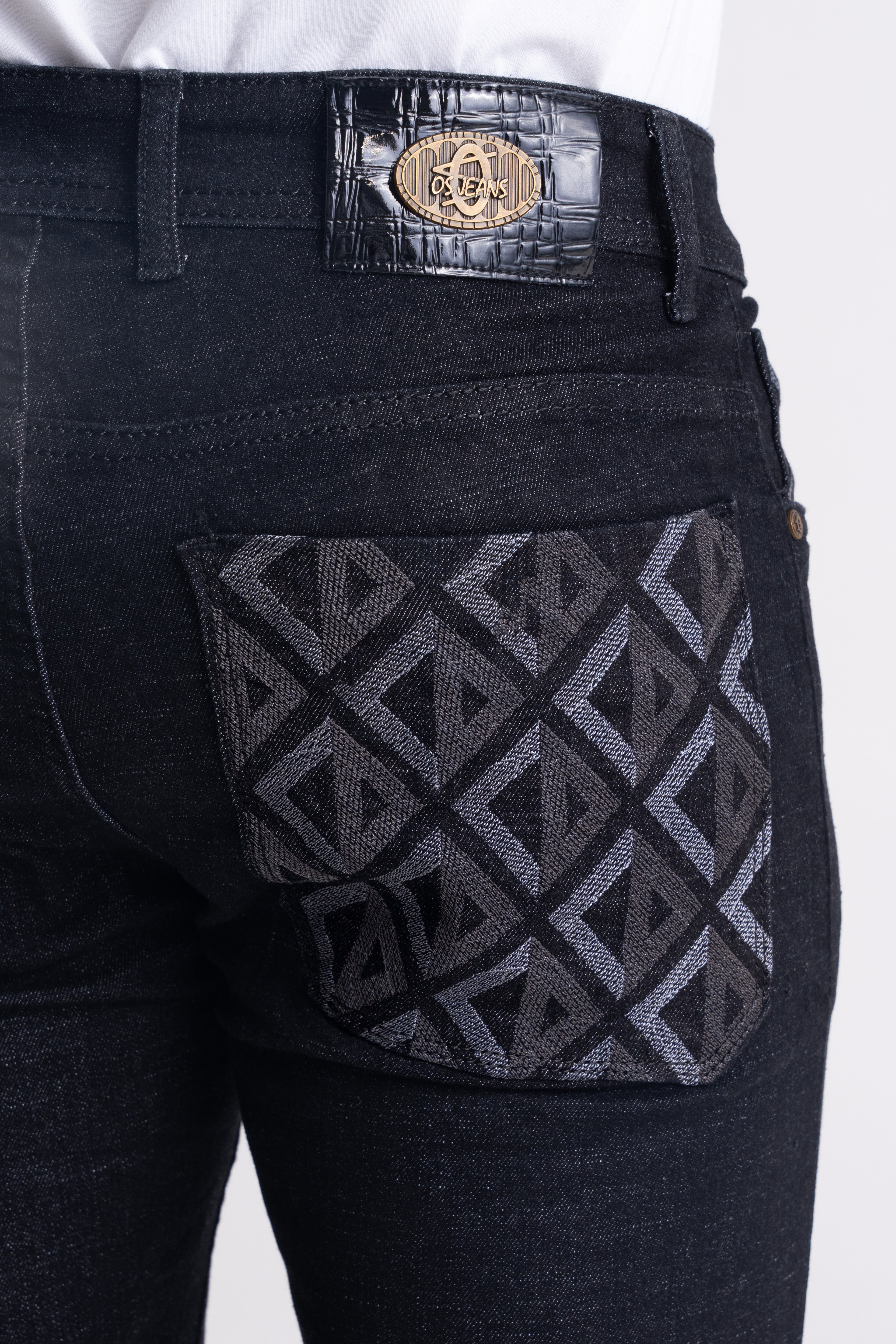 Black Regular Fit Back Pocket Raw Wash Jeans