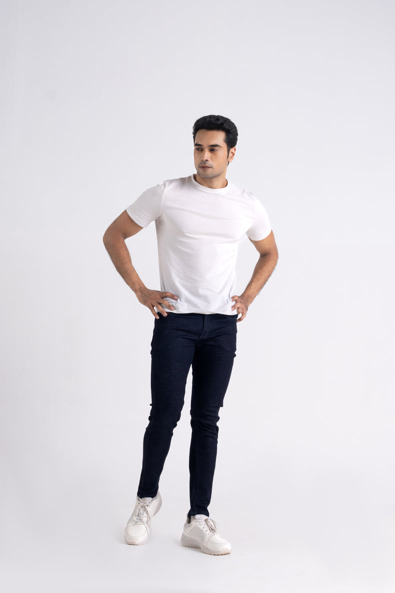 Blue Regular Fit Back Pocket Raw Wash Jeans