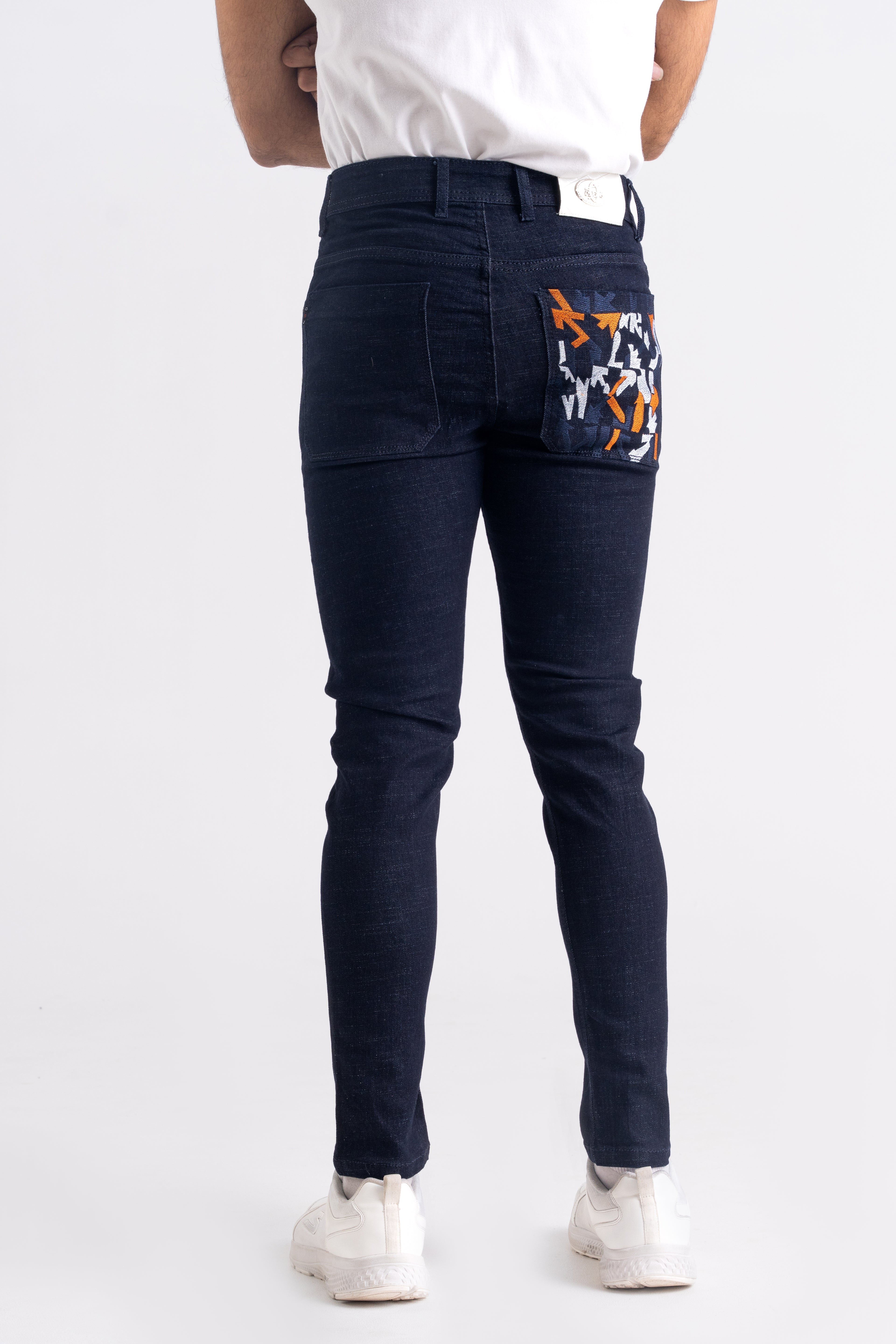 Blue Regular Fit Back Pocket Raw Wash Jeans