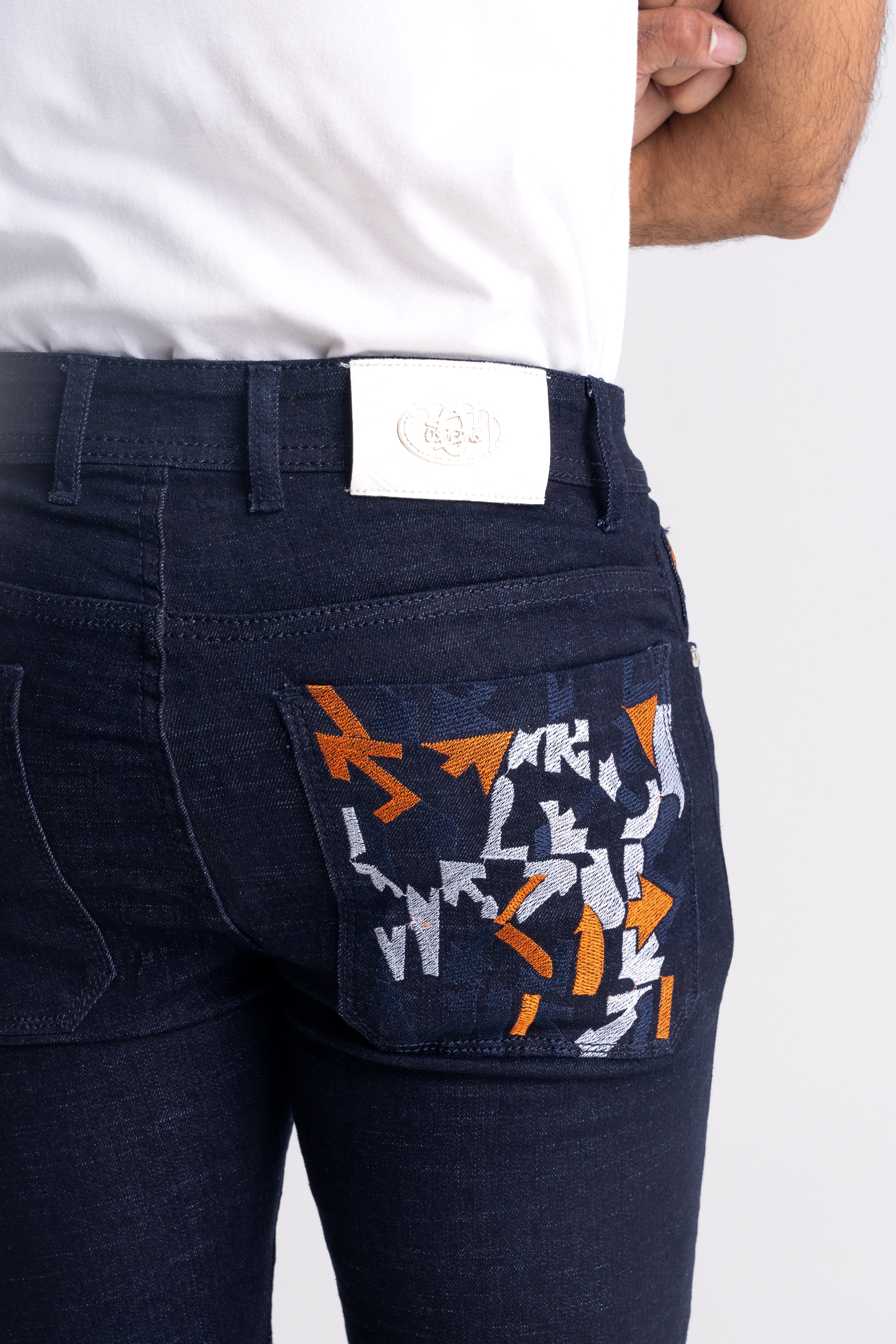 Blue Regular Fit Back Pocket Raw Wash Jeans