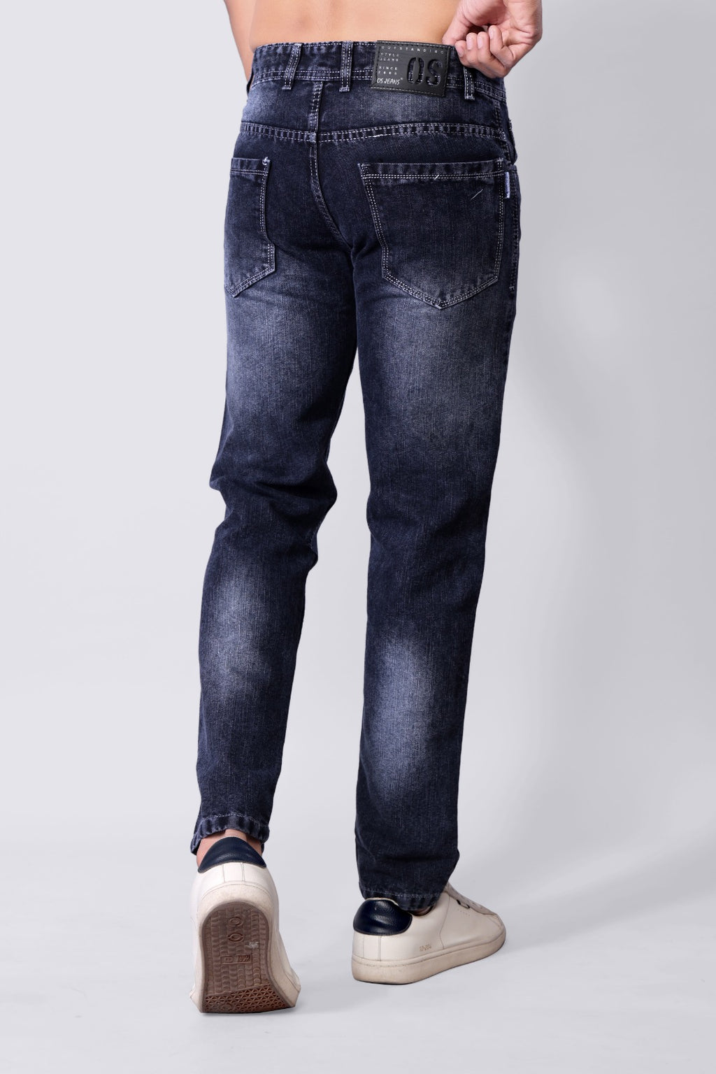 Men's Dark Indigo Mid-Fade Straight Fit Denim Jeans