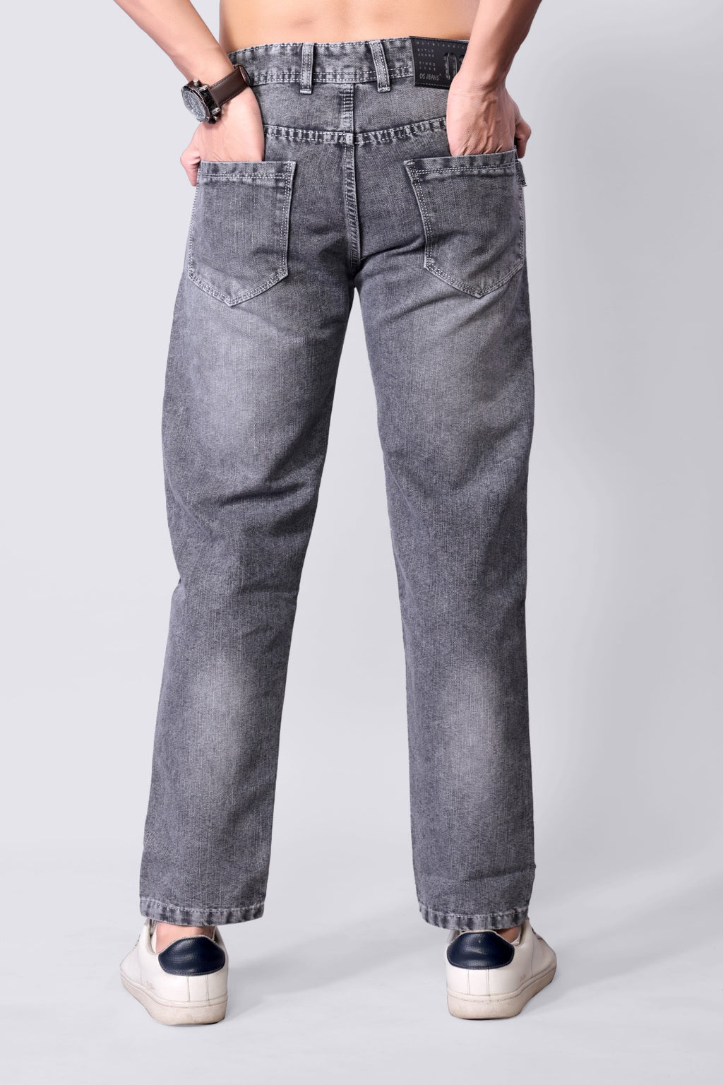 Men's Light Grey Straight Fit denim Jeans