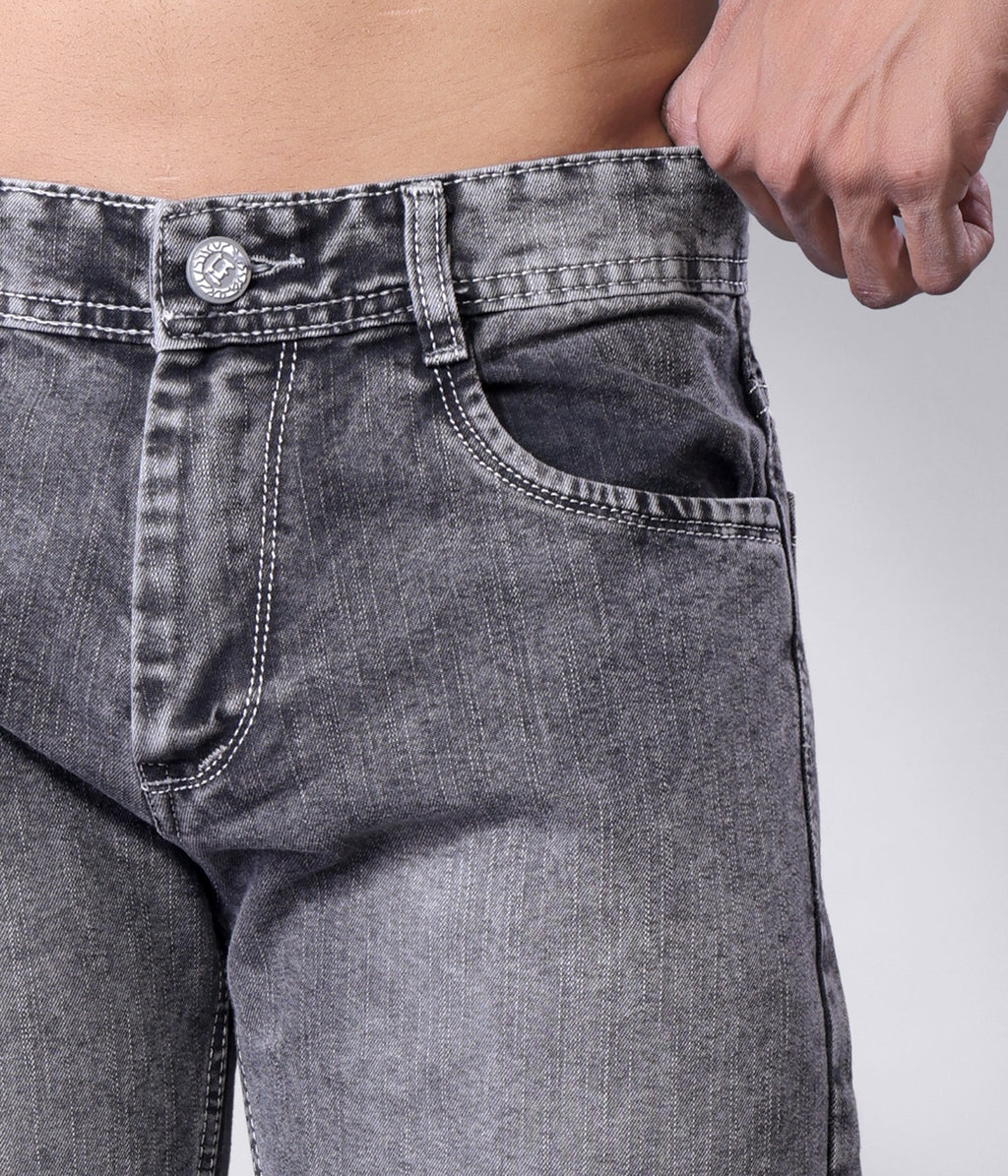 Men's Light Grey Straight Fit denim Jeans