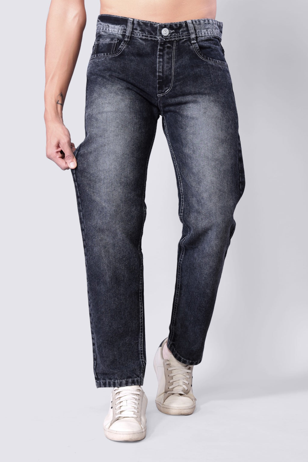 Men's Charcoal Black Straight Fit Denim Jeans