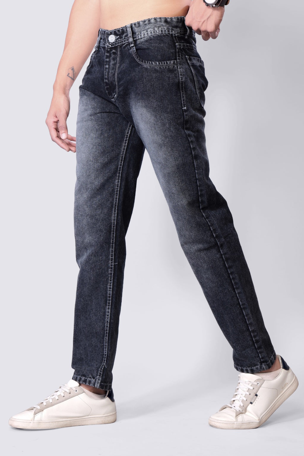 Men's Charcoal Black Straight Fit Denim Jeans