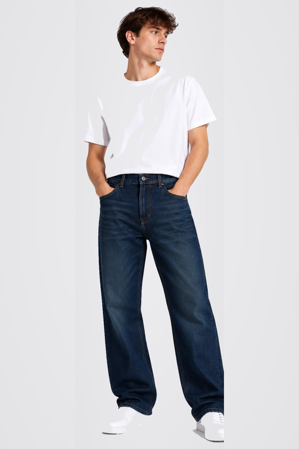 Men's Dark Blue Classic Straight Fit Jeans
