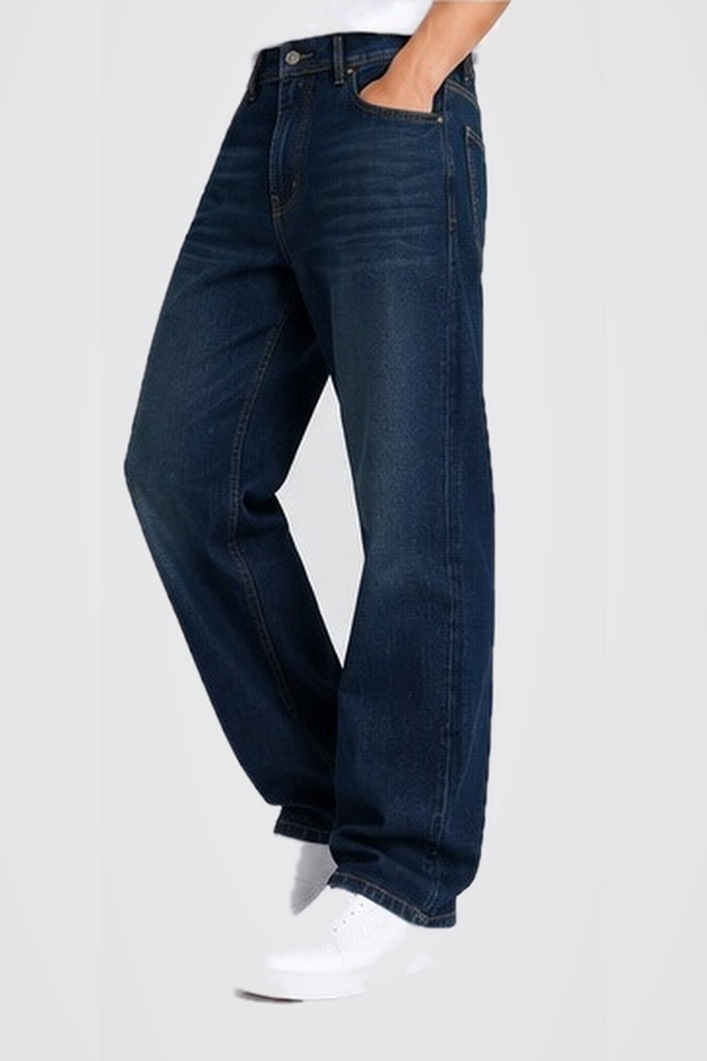 Men's Dark Blue Classic Straight Fit Jeans